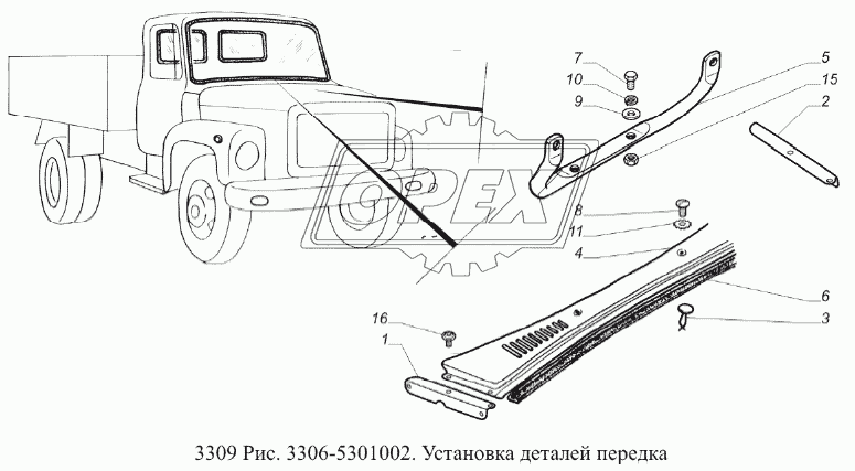 Установка деталей передка